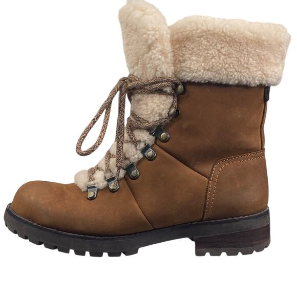 Ugg Women’s Fraser Brown Sheepskin Combat Boot Size US 6 - Picture 3 of 10